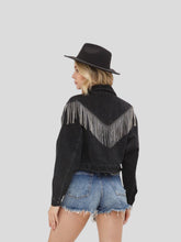 Load image into Gallery viewer, Razzle Dazzle Fringe Jean Jacket