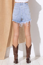 Load image into Gallery viewer, Rhinestone Fringe Denim Shorts – Acid Wash