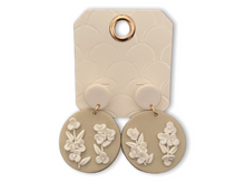 Load image into Gallery viewer, White Floral Clay Earrings