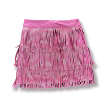 Load image into Gallery viewer, Dolly Pink Fringe Leather Skirt