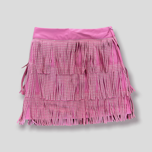 Dolly Pink Fringe Leather Skirt