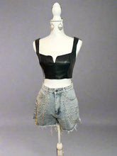 Load image into Gallery viewer, Rhinestone Fringe Denim Shorts